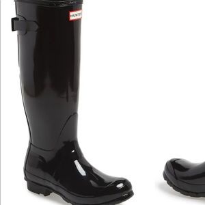 Adjustable Black Glossy Hunter Rain Boots